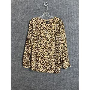 Torrid Womens Animal Print Popover Blouse Size 2X Long Sleeve Office Career